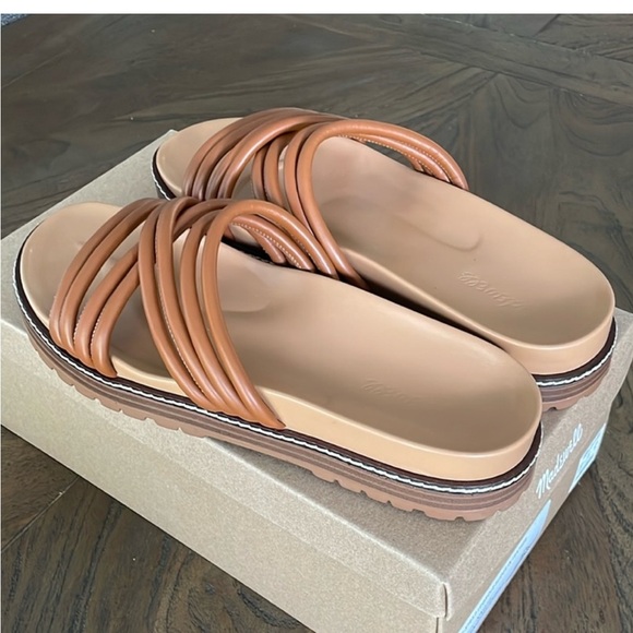 Madewell Shoes - Madewell - Multi-Strap Lugsole Leather Slides - Size 9 Brown